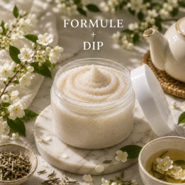 Formule validée avec DIP GOMMAGE AUTO CHAUFFANT - THE BLANC