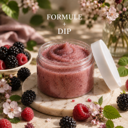 Formule validée avec DIP GOMMAGE AUTO CHAUFFANT - MURE FRAMBOISE