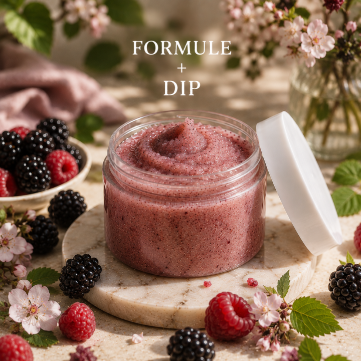 Formule validée avec DIP GOMMAGE AUTO CHAUFFANT - MURE FRAMBOISE