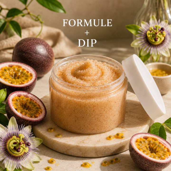 Formule validée avec DIP GOMMAGE AUTO CHAUFFANT - FRUIT DE LA PASSION