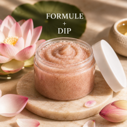 Formule validée avec DIP GOMMAGE AUTO CHAUFFANT - FLEUR DE LOTUS