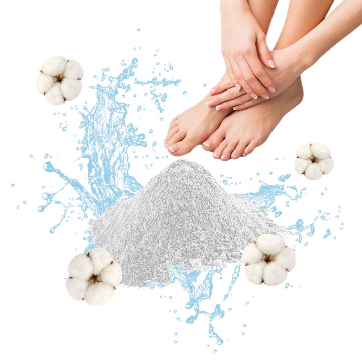 POUDRE PIEDS ANTI ODEUR PARFUM ROSE, CAMOMILLE FLEUR DE COTON