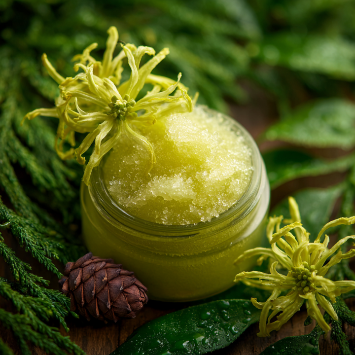 GOMMAGE AU SEL DE CAMARGUE ET HUILES ESSENTIELLES DE CEDRE ET YLANG YLANG