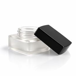 Pot verre glacé 50ml luxe carré avec couvercle THEOS✪