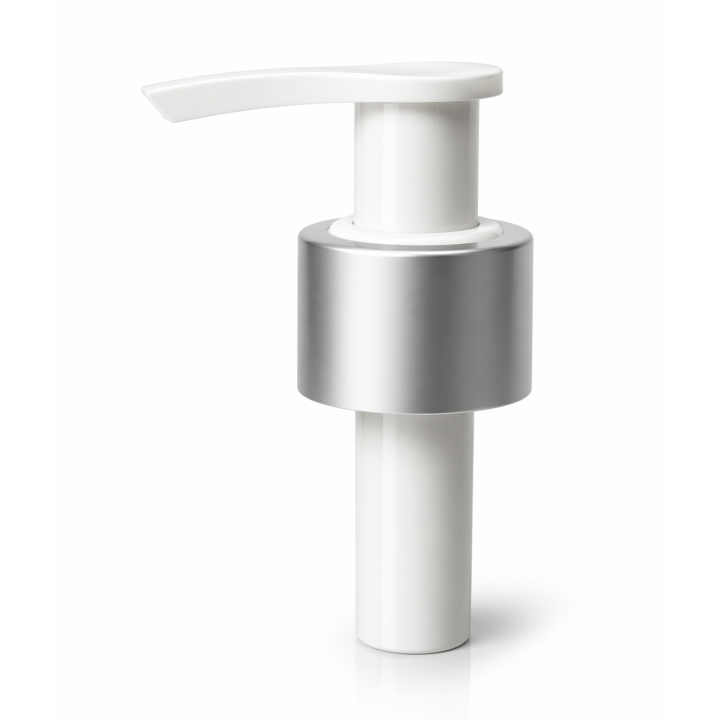Pompe blanche avec bague argent mat