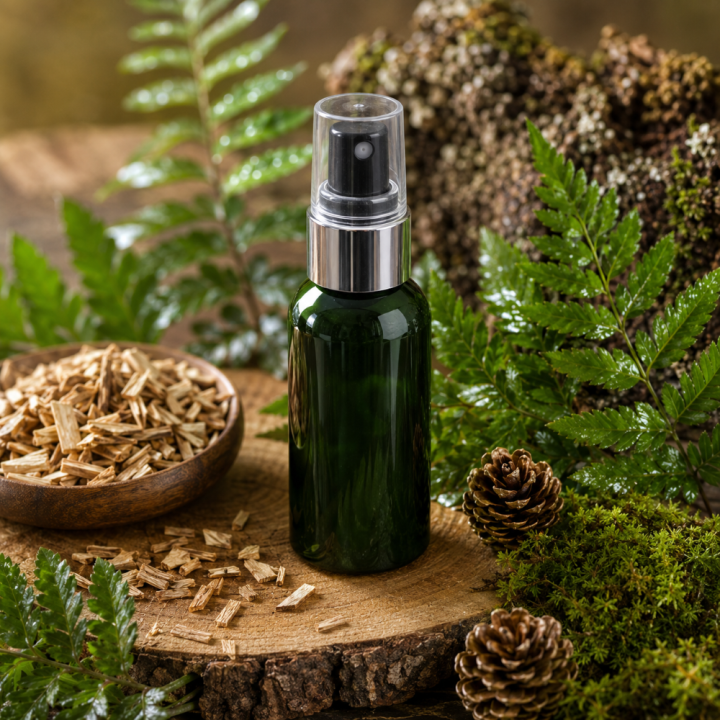 RECETTE PARFUM SPRAY COSMETIQUE BOISE, FOUGERE ET SOUS BOIS