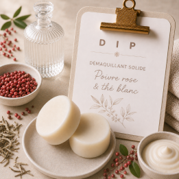DIP DEMAQUILLANT SOLIDE Poivre rose & thé blanc