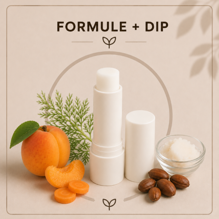 Formule validée avec DIP Stick lèvres abricot carotte