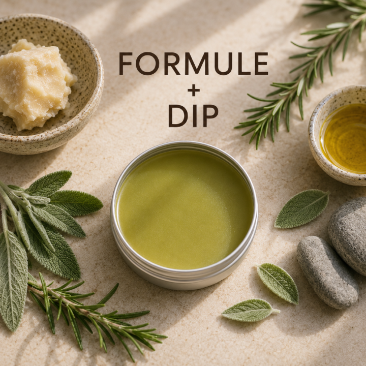 Formule validée avec DIP BAUME MAIN ET PIED CBD PARFUM SAUGE & ROMARIN