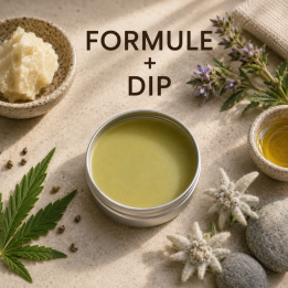 Formule validée avec DIP BAUME MAIN ET PIED CBD PARFUM HERBES DES ALPES