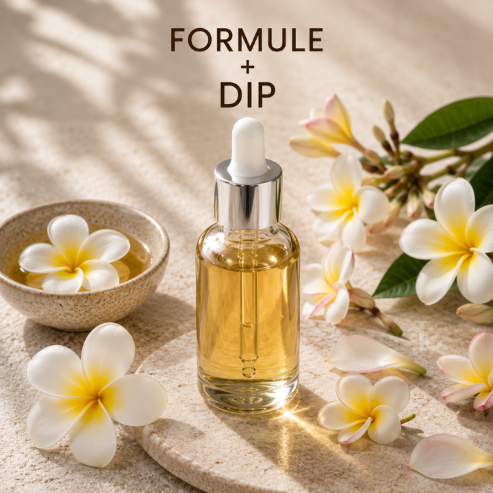 Formule validée avec DIP SERUM ANTI AGE CANNABIDIOL FLEUR DE FRANGIPANIER
