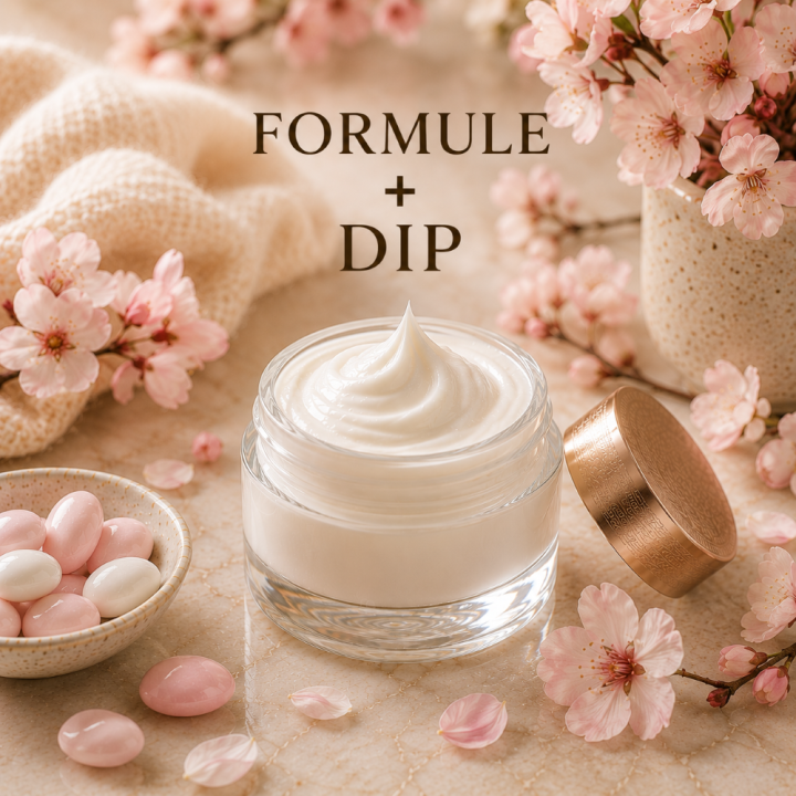 CRÈME VISAGE PEAUX MIXTES Formule validée avec DIP PARFUM DRAGEE FLEUR DE CERISIER