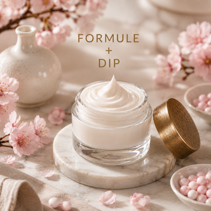 CRÈME VISAGE PEAUX MATURES Formule validée avec DIP PARFUM DRAGEE FLEUR DE CERISIER
