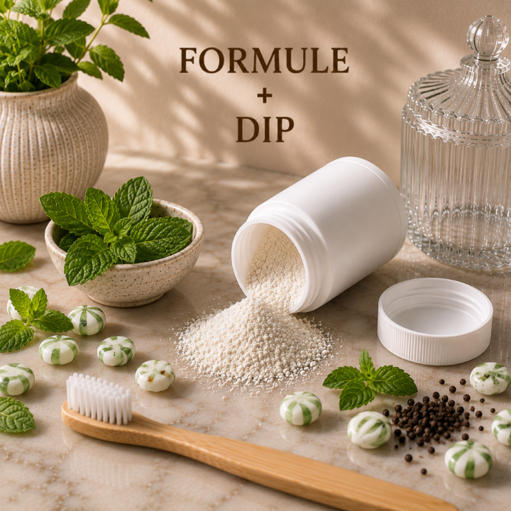 Formule validée avec DIP DENTIFRICE POUDRE - HE MENTHE POIVREE