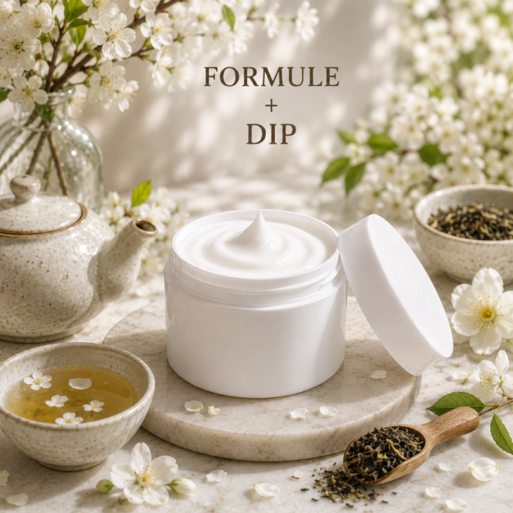 Formule validée avec DIP GEL VISAGE ANTI-AGE - THE BLANC