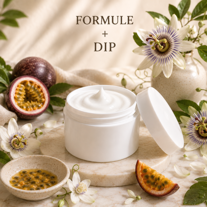 Formule validée avec DIP GEL VISAGE ANTI-AGE - FRUIT DE LA PASSION